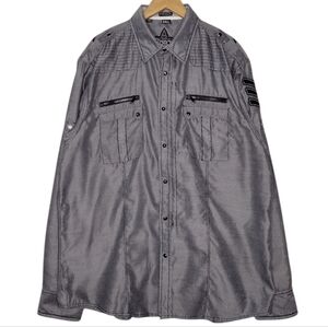 Roar Freedom Gray Relaxed Fit Long Sleeve Casual Snap Button Down Shirt Sz 3XL